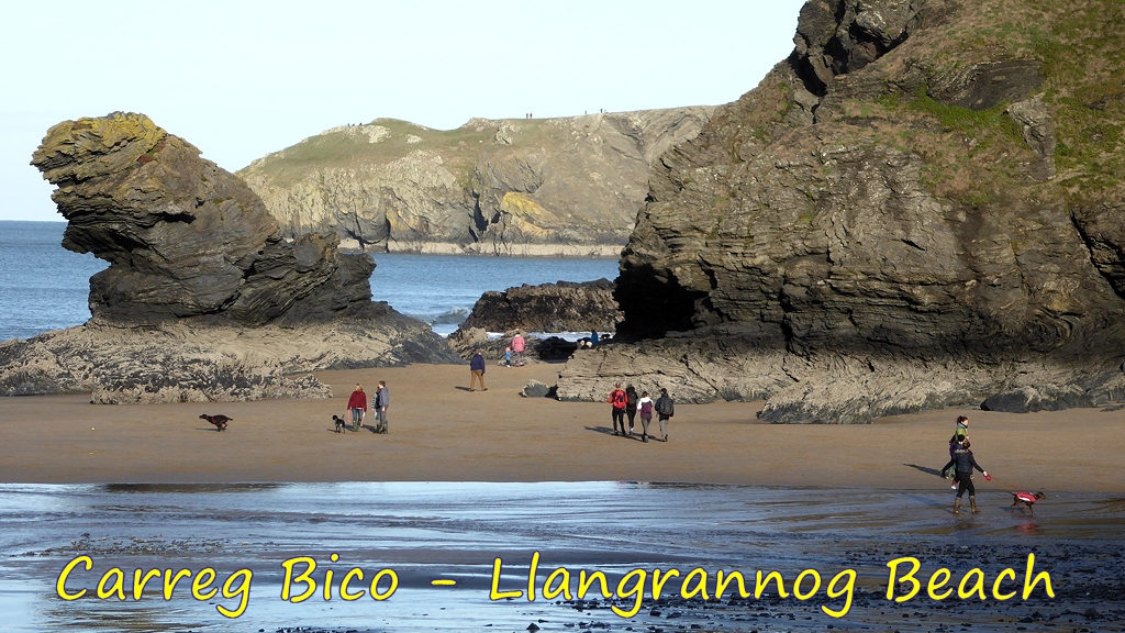 Carreg Bica on Llanrannog Beach